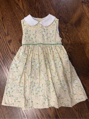Little English Yellow Floral Dress with White Peter Pan Collar